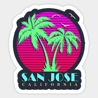 San Jose California Palm Trees Sunset Sticker